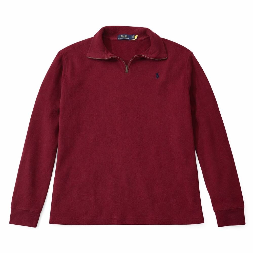 Ralph Lauren Luxury Jersey quarter zip pull over polo in maroon men’s Large